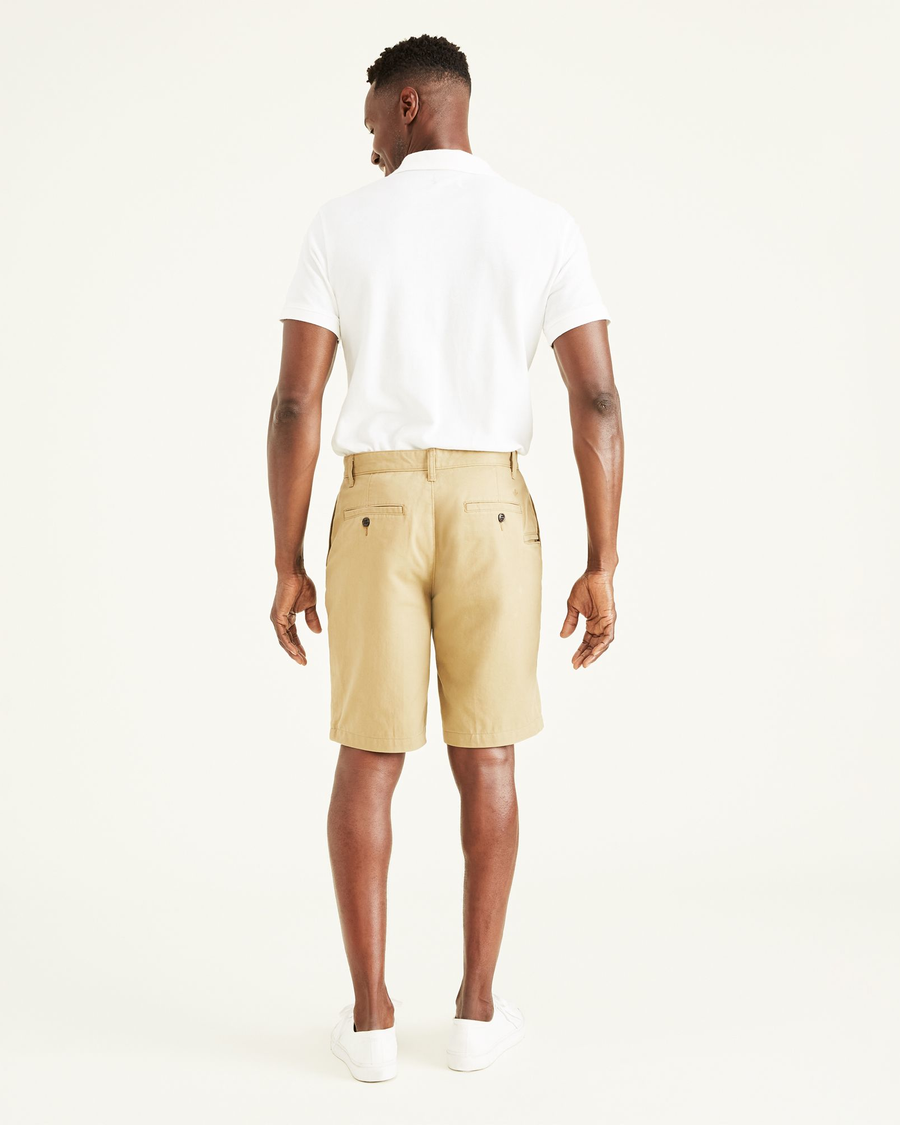 Back view of model wearing New British Khaki Perfect 10.5" Shorts.