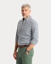 View of model wearing Norbury Signature Stain Defender Shirt, Classic Fit.