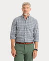 View of model wearing Norbury Signature Stain Defender Shirt, Classic Fit.