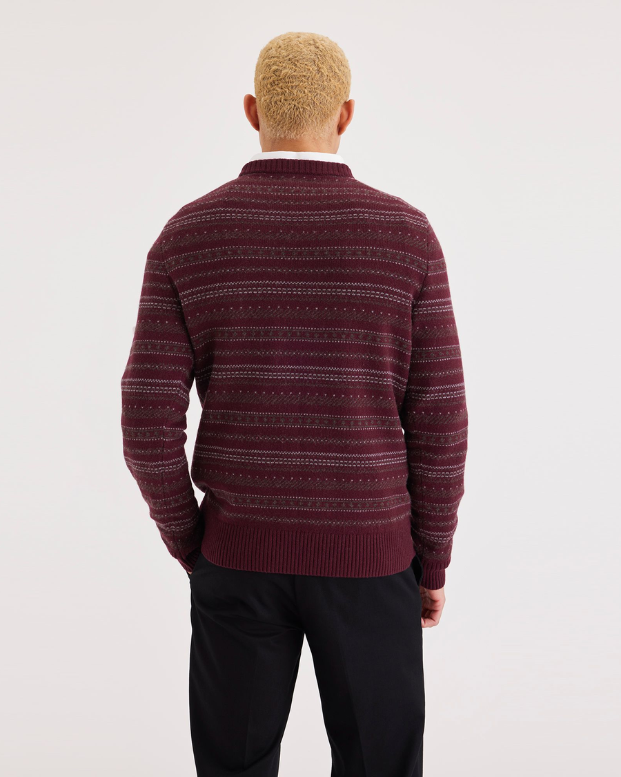 Back view of model wearing Pacific Fairisle Crewneck Sweater, Regular Fit.