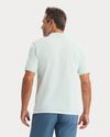 View of model wearing Pastel Blue Rib Collar Polo, Slim Fit.