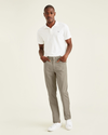 Front view of model wearing Safari Beige Jean Cut Pants, Straight Fit.