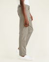 Side view of model wearing Safari Beige Jean Cut Pants, Straight Fit.