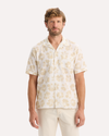 View of model wearing Sahara Khaki Camp Collar Shirt, Regular Fit.