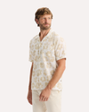 View of model wearing Sahara Khaki Camp Collar Shirt, Regular Fit.