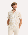 View of model wearing Sahara Khaki Camp Collar Shirt, Regular Fit.