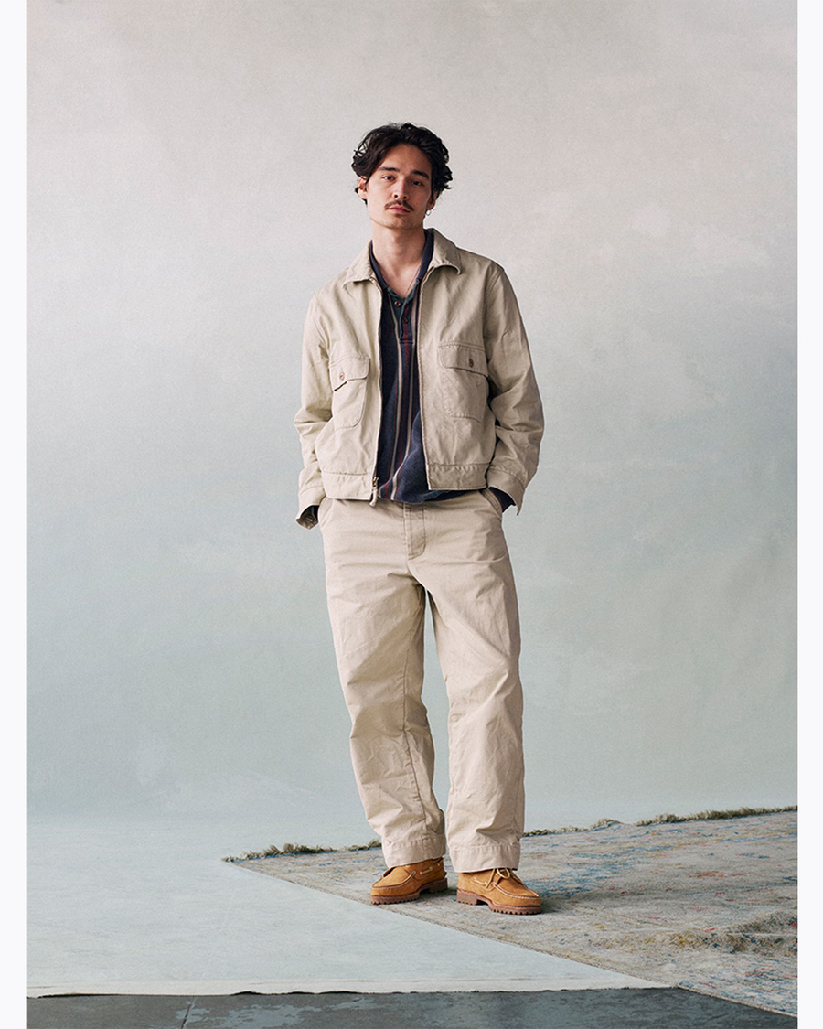 View of model wearing Standard Khaki Dockers® x Transnomadica Pant.