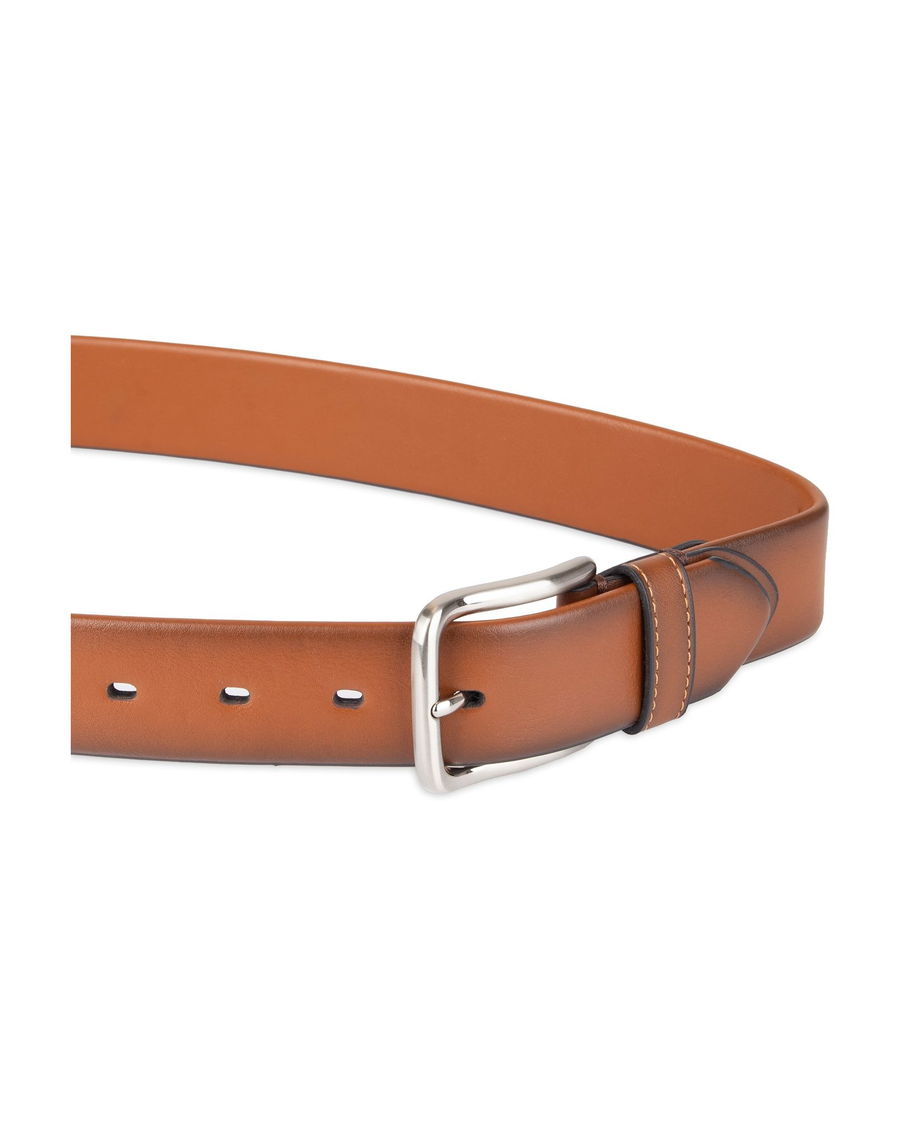 View of  Tan Stretch Tab Belt.