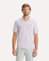 View of model wearing Thistle Rib Collar Polo, Slim Fit.