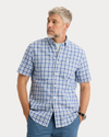 View of model wearing Wendell Signature Stain Defender Shirt, Classic Fit.