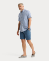 View of model wearing Wendell Signature Stain Defender Shirt, Classic Fit.