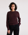 Front view of model wearing Winetasting Crewneck Sweater, Regular Fit.