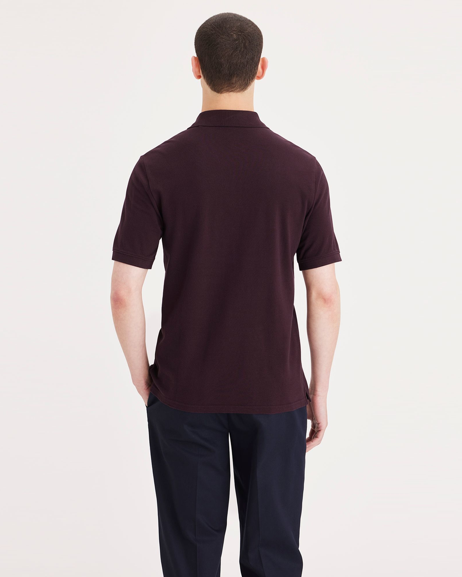 Back view of model wearing Winetasting Rib Collar Polo, Slim Fit.