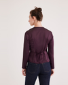 Back view of model wearing Winetasting Tie Back Top, Regular Fit.